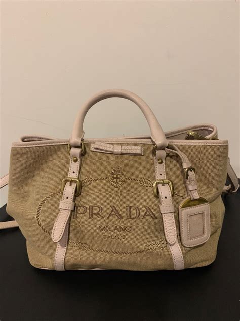 PRADA Logo jacquard tote bag BN1841 From Japan 